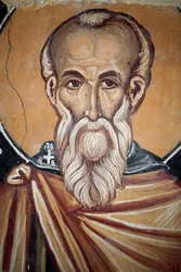 Fresque byzantine du 15ème siècle (détail), Saint Théodose le cénobite, Chapelle de l